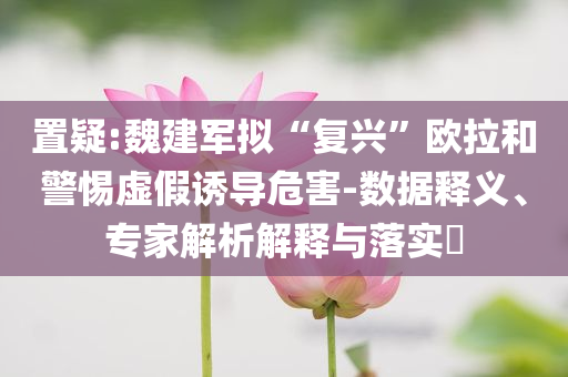 置疑:魏建軍擬“復(fù)興”歐拉和警惕虛假誘導(dǎo)危害-數(shù)據(jù)釋義、專家解析解釋與落實(shí)?