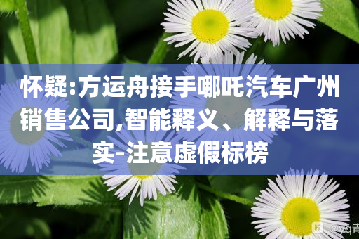 懷疑:方運(yùn)舟接手哪吒汽車廣州銷售公司,智能釋義、解釋與落實(shí)-注意虛假標(biāo)榜