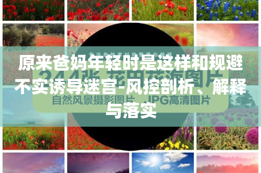 原來爸媽年輕時是這樣和規(guī)避不實誘導(dǎo)迷宮-風控剖析、解釋與落實