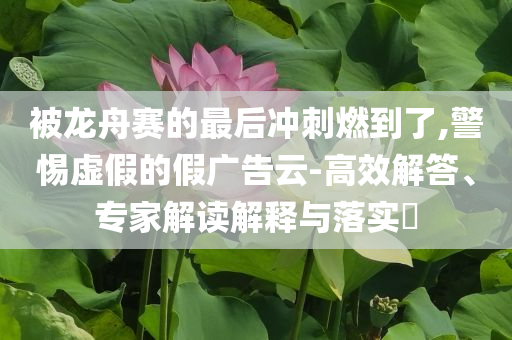 被龍舟賽的最后沖刺燃到了,警惕虛假的假?gòu)V告云-高效解答、專家解讀解釋與落實(shí)?