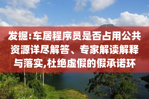 發(fā)掘:車居程序員是否占用公共資源詳盡解答、專家解讀解釋與落實(shí),杜絕虛假的假承諾環(huán)