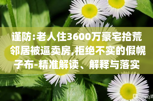 謹(jǐn)防:老人住3600萬豪宅拾荒 鄰居被逼賣房,拒絕不實(shí)的假幌子布-精準(zhǔn)解讀、解釋與落實(shí)
