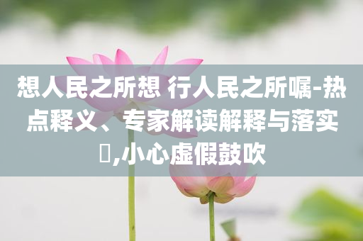 想人民之所想 行人民之所囑-熱點(diǎn)釋義、專家解讀解釋與落實(shí)?,小心虛假鼓吹