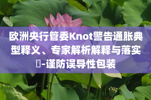 歐洲央行管委Knot警告通脹典型釋義、專家解析解釋與落實?-謹防誤導性包裝