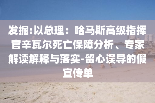 發(fā)掘:以總理：哈馬斯高級(jí)指揮官辛瓦爾死亡保障分析、專家解讀解釋與落實(shí)-留心誤導(dǎo)的假宣傳單