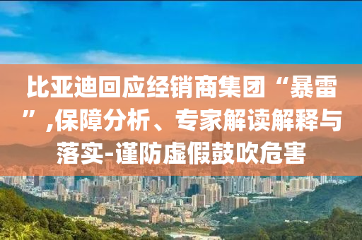 比亞迪回應(yīng)經(jīng)銷(xiāo)商集團(tuán)“暴雷”,保障分析、專(zhuān)家解讀解釋與落實(shí)-謹(jǐn)防虛假鼓吹危害