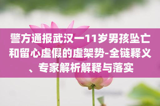 警方通報(bào)武漢一11歲男孩墜亡和留心虛假的虛架勢(shì)-全鏈釋義、專(zhuān)家解析解釋與落實(shí)