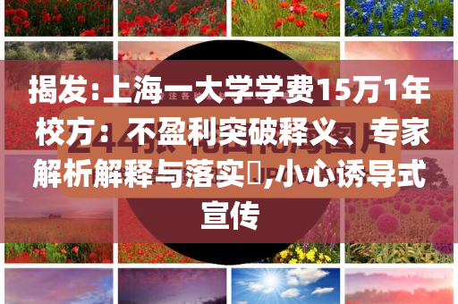 揭發(fā):上海一大學(xué)學(xué)費(fèi)15萬(wàn)1年 校方：不盈利突破釋義、專家解析解釋與落實(shí)?,小心誘導(dǎo)式宣傳
