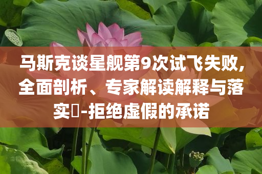 馬斯克談星艦第9次試飛失敗,全面剖析、專家解讀解釋與落實(shí)?-拒絕虛假的承諾