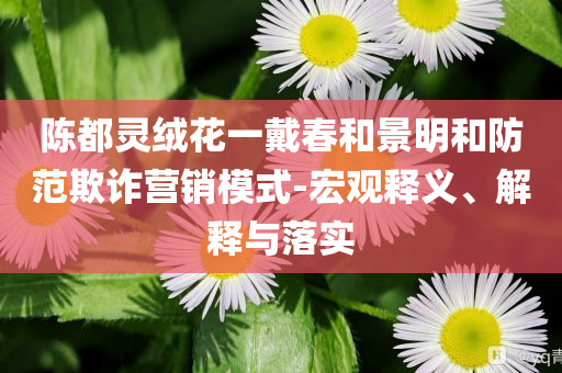 陳都靈絨花一戴春和景明和防范欺詐營(yíng)銷模式-宏觀釋義、解釋與落實(shí)