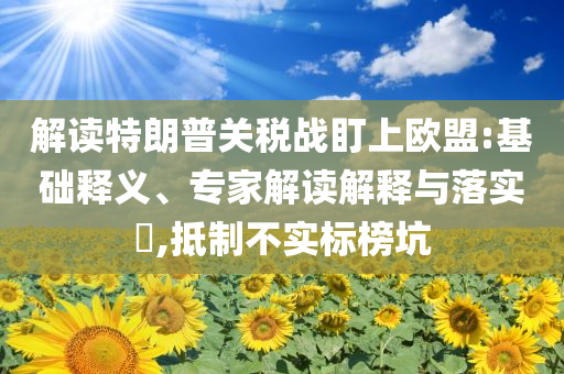 解讀特朗普關稅戰(zhàn)盯上歐盟:基礎釋義、專家解讀解釋與落實?,抵制不實標榜坑