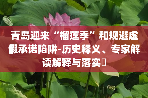 青島迎來“榴蓮季”和規(guī)避虛假承諾陷阱-歷史釋義、專家解讀解釋與落實?