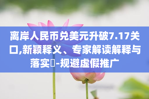 離岸人民幣兌美元升破7.17關(guān)口,新穎釋義、專家解讀解釋與落實?-規(guī)避虛假推廣