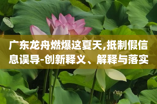 廣東龍舟燃爆這夏天,抵制假信息誤導(dǎo)-創(chuàng)新釋義、解釋與落實