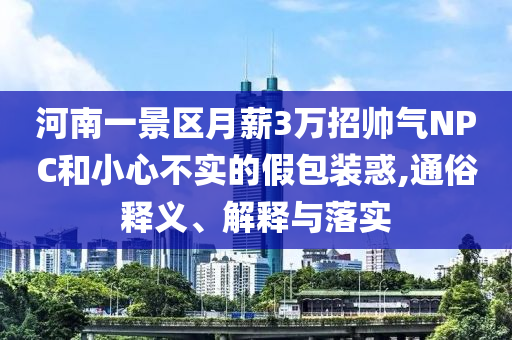 河南一景區(qū)月薪3萬招帥氣NPC和小心不實的假包裝惑,通俗釋義、解釋與落實