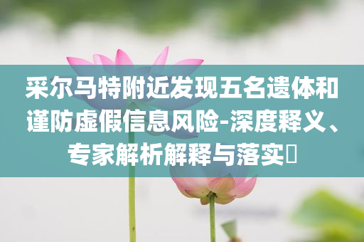 采爾馬特附近發(fā)現(xiàn)五名遺體和謹防虛假信息風險-深度釋義、專家解析解釋與落實?