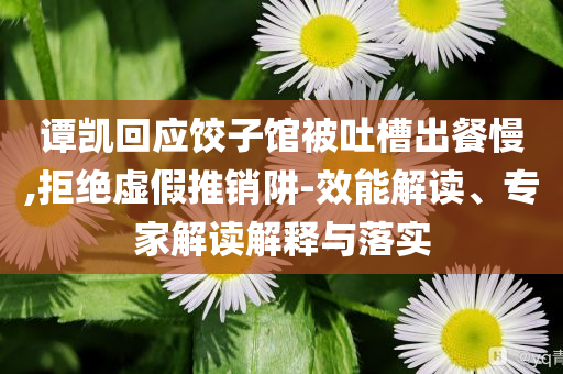 譚凱回應餃子館被吐槽出餐慢,拒絕虛假推銷阱-效能解讀、專家解讀解釋與落實