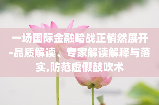 一場(chǎng)國(guó)際金融暗戰(zhàn)正悄然展開(kāi)-品質(zhì)解讀、專家解讀解釋與落實(shí),防范虛假鼓吹術(shù)
