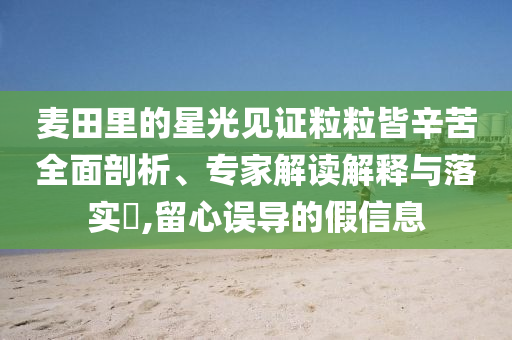 麥田里的星光見證粒粒皆辛苦全面剖析、專家解讀解釋與落實(shí)?,留心誤導(dǎo)的假信息