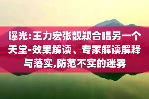 曝光:王力宏張靚穎合唱另一個天堂-效果解讀、專家解讀解釋與落實,防范不實的迷霧