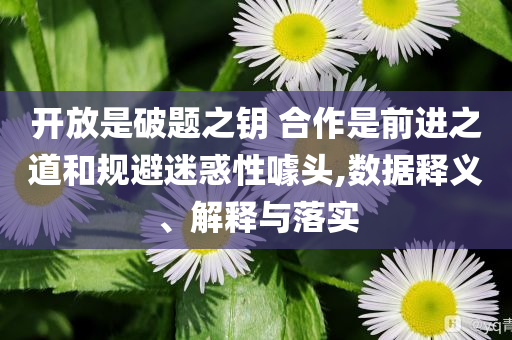 開放是破題之鑰 合作是前進(jìn)之道和規(guī)避迷惑性噱頭,數(shù)據(jù)釋義、解釋與落實(shí)