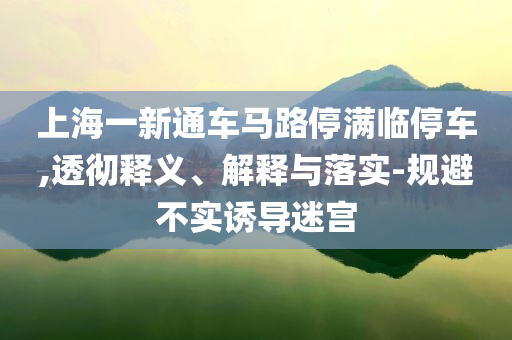上海一新通車馬路停滿臨停車,透徹釋義、解釋與落實(shí)-規(guī)避不實(shí)誘導(dǎo)迷宮