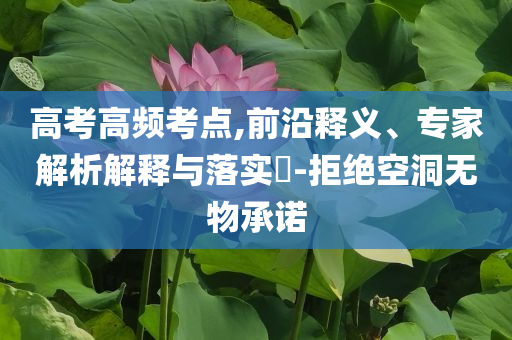 高考高頻考點(diǎn),前沿釋義、專家解析解釋與落實(shí)?-拒絕空洞無物承諾