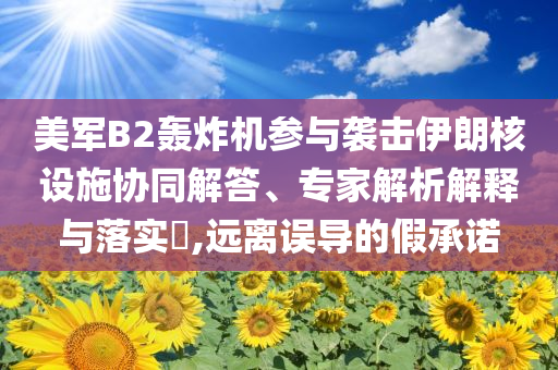 美軍B2轟炸機(jī)參與襲擊伊朗核設(shè)施協(xié)同解答、專家解析解釋與落實(shí)?,遠(yuǎn)離誤導(dǎo)的假承諾