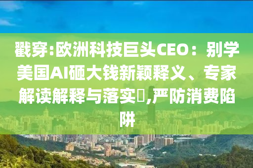 戳穿:歐洲科技巨頭CEO：別學(xué)美國(guó)AI砸大錢(qián)新穎釋義、專(zhuān)家解讀解釋與落實(shí)?,嚴(yán)防消費(fèi)陷阱