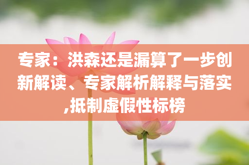 專(zhuān)家：洪森還是漏算了一步創(chuàng)新解讀、專(zhuān)家解析解釋與落實(shí),抵制虛假性標(biāo)榜