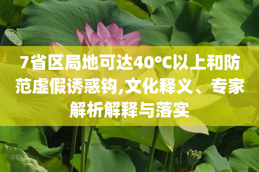 7省區(qū)局地可達(dá)40℃以上和防范虛假誘惑鉤,文化釋義、專家解析解釋與落實