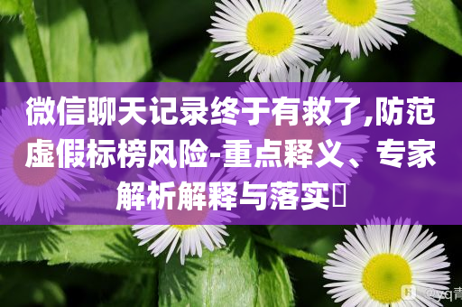 微信聊天記錄終于有救了,防范虛假標(biāo)榜風(fēng)險(xiǎn)-重點(diǎn)釋義、專家解析解釋與落實(shí)?
