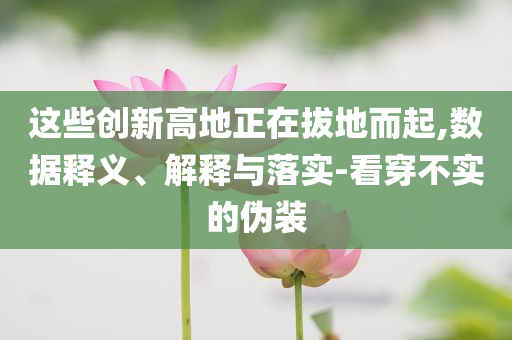 這些創(chuàng)新高地正在拔地而起,數(shù)據(jù)釋義、解釋與落實(shí)-看穿不實(shí)的偽裝