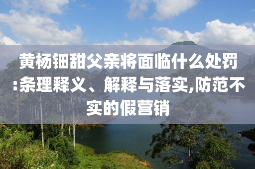 黃楊鈿甜父親將面臨什么處罰:條理釋義、解釋與落實,防范不實的假營銷