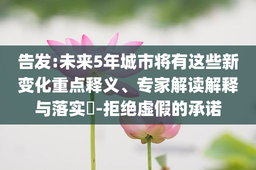 告發(fā):未來5年城市將有這些新變化重點釋義、專家解讀解釋與落實?-拒絕虛假的承諾
