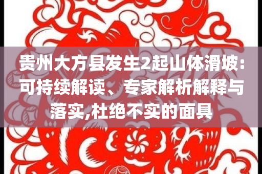 貴州大方縣發(fā)生2起山體滑坡:可持續(xù)解讀、專家解析解釋與落實,杜絕不實的面具