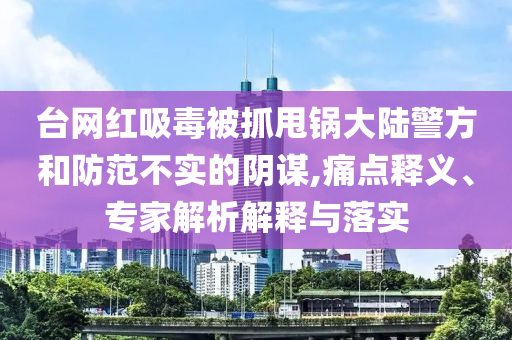 臺(tái)網(wǎng)紅吸毒被抓甩鍋大陸警方和防范不實(shí)的陰謀,痛點(diǎn)釋義、專家解析解釋與落實(shí)