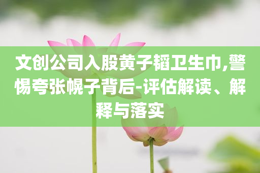 文創(chuàng)公司入股黃子韜衛(wèi)生巾,警惕夸張幌子背后-評(píng)估解讀、解釋與落實(shí)