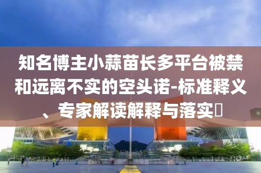 知名博主小蒜苗長(zhǎng)多平臺(tái)被禁和遠(yuǎn)離不實(shí)的空頭諾-標(biāo)準(zhǔn)釋義、專家解讀解釋與落實(shí)?