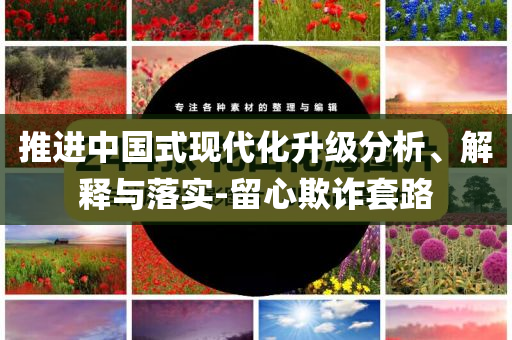 推進中國式現(xiàn)代化升級分析、解釋與落實-留心欺詐套路