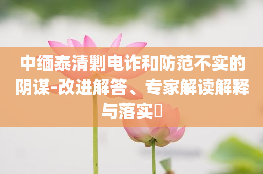 中緬泰清剿電詐和防范不實(shí)的陰謀-改進(jìn)解答、專家解讀解釋與落實(shí)?