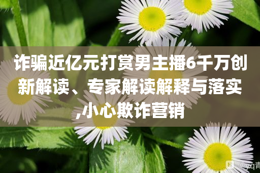 詐騙近億元打賞男主播6千萬創(chuàng)新解讀、專家解讀解釋與落實(shí),小心欺詐營銷
