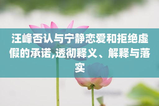 汪峰否認與寧靜戀愛和拒絕虛假的承諾,透徹釋義、解釋與落實