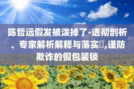 陳哲遠(yuǎn)假發(fā)被潑掉了-透徹剖析、專家解析解釋與落實?,謹(jǐn)防欺詐的假包裝鎖