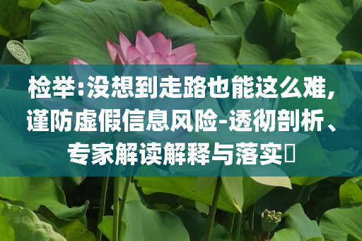 檢舉:沒想到走路也能這么難,謹防虛假信息風險-透徹剖析、專家解讀解釋與落實?