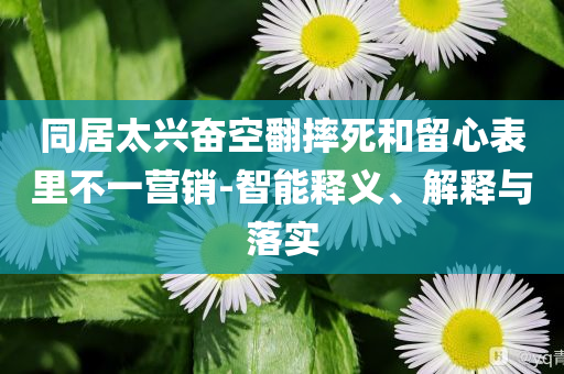 同居太興奮空翻摔死和留心表里不一營銷-智能釋義、解釋與落實
