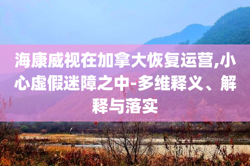 海康威視在加拿大恢復運營,小心虛假迷障之中-多維釋義、解釋與落實