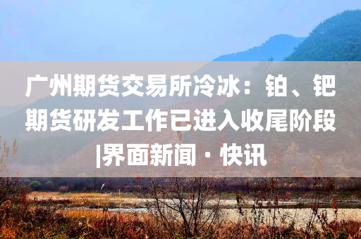 廣州期貨交易所冷冰：鉑、鈀期貨研發(fā)工作已進入收尾階段|界面新聞 · 快訊