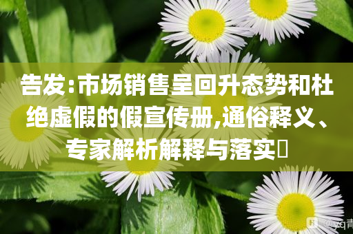 告發(fā):市場銷售呈回升態(tài)勢和杜絕虛假的假宣傳冊,通俗釋義、專家解析解釋與落實(shí)?
