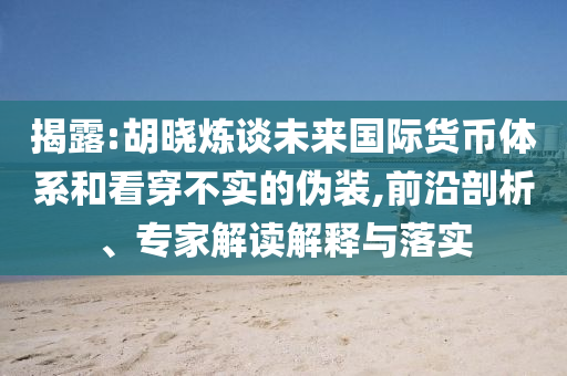 揭露:胡曉煉談未來國際貨幣體系和看穿不實(shí)的偽裝,前沿剖析、專家解讀解釋與落實(shí)